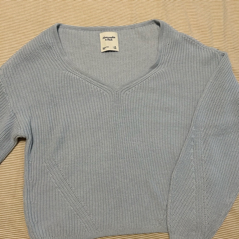 Abercrombie & Fitch Women's Soft Blue V-Neck Sweater